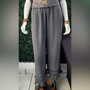 Grayish Black Women's Wide-Leg Pants